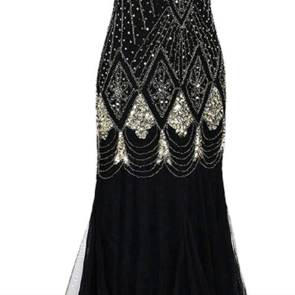 NIP XXL vintage black and gold sequin dress - Picture 2 of 6